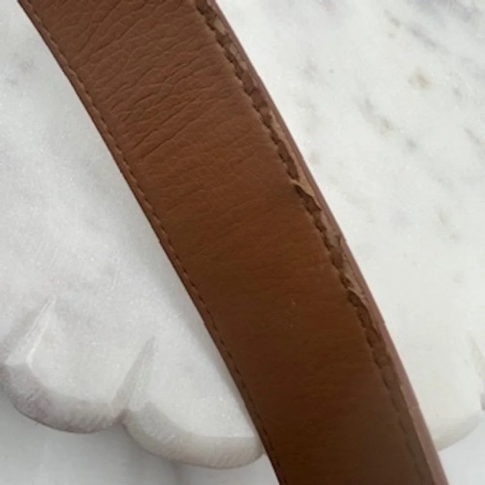 Von Holzhausen Mens Technik-Leather Belt Tan Brown Black Plaque‎ Buckle Size L